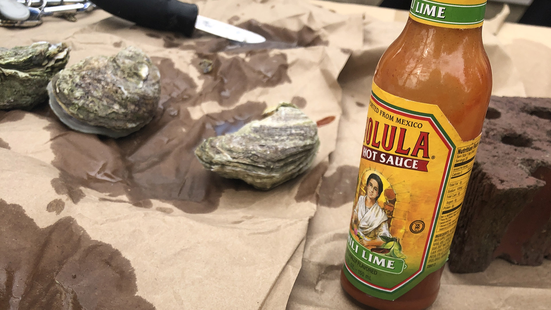 Cholula Chili Lime Sauce with oysters